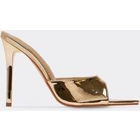EGO Women's Mule Style Patent Stiletto Shoes in Copper | Size: 5