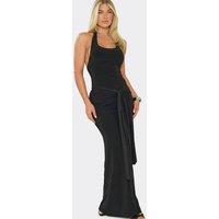 EGO Women's Strappy Tie Drape Maxi Dress in Black | Size: 8