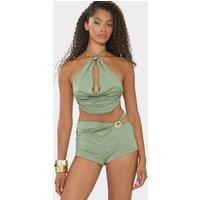 EGO Women's Sleeveless Cowl Neck Cross Back Top in Pale Green | Size: 8