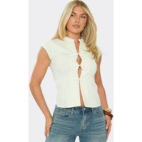 EGO Women's Tailored Sleeveless Bow Detail Vest in Cream | Size: Large