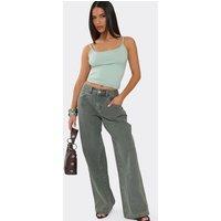 EGO Women's Straight Leg Denim Low Rise Jeans in Mid Grey | Size: 6