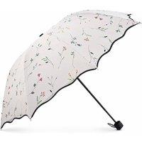 FLAVORA Women's UV Protection Sun Rain Protection Parasol Folding Flower Umbrella in White | Size: 0.6m2