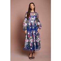 Coast Women's Muse Long Sleeve Embroidered Maxi Dress in Blue | Size: 12