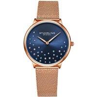 STHRLING Original Women's Symphony 3928 Quartz 35mm Crystal Dial Mesh Bracelet Watch in Rose