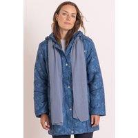 Anna Rose Women's Printed Coat With Scarf in Mid Blue | Size: Medium