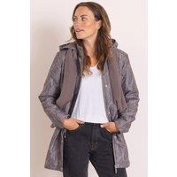 Anna Rose Women's Printed Coat With Scarf in Chocolate | Size: 2XL