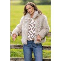 Klass. Women's Short Faux Fur Jacket in Grey | Size: 20