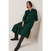Monsoon Women's Adriana Corduroy Midi Shirt Dress Green | Size: 22