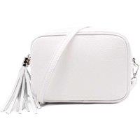 Kitise Women's Tassel Charm Genuine Italian Leather Small Camera Crossbody Bag in White