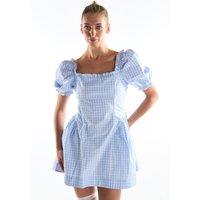 Shnoo Women's Puff Sleeve Mini Dress in Blue | Size: 12