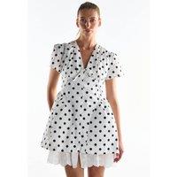 Shnoo Women's Corset Mini Skater Dress in White | Size: 8