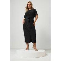 Yours Women's Knot Front Maxi Dress in Black | Size: 16