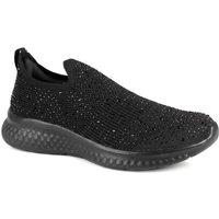 Pavers Women's Wide Fit Memory Foam Easy Step In Trainers in Black | Size: 9
