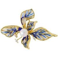 Angel Barocco Women's Blue Floral Enamel Brooch