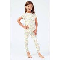 Enorsia Girl's Girls Sun Flower Print Pyjama Set in White | Size: 12-18 m