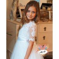 Lilly + Bo Girl's Isla Bolero in White Flower Girl Communions in Natural | Size: 7-8 Years