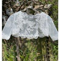 Lilly + Bo Girl's Isla Bolero in Ivory Flower Girl Communions in Natural | Size: 2 Years