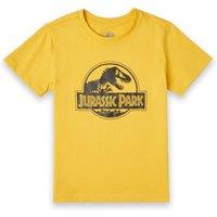 Jurassic Park Metallic Print Logo Kids T-Shirt - Yellow | Size: YXL