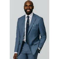 Dobell Men's Blue Sharkskin 2 Piece Suit | Size: 44R