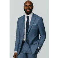 Dobell Men's Blue Sharkskin 2 Piece Suit | Size: 52R
