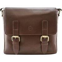 Mala leather Men's Toro Collection Leather Twin Buckle Satchel in Brown