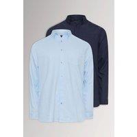 BadRhino Men's 2 Pack Long Sleeve Oxford Shirt in Blue | Size: 4XL