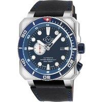GV2 Men's XO Submarine, SS/BLUE Bezel/Dial, Handmade Italian Leather Strap in Silver