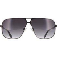 Guess Men's Aviator Shiny Gunmetal Smoke Grey Gradient GU00070