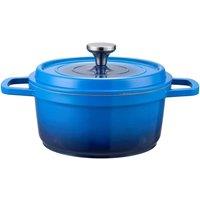 Living and Home 2.75/4.75L Non-Stick Enamel Aluminium Alloy Cooking Pot Stew Pot Cookware in Blue | Size: Large