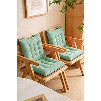 Garden Sanctuary Set of 4 Comfortable Square Chair Cushions in Green | Size: 40 cm x 40 cm