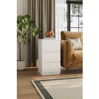 Garden Sanctuary Wooden Nightstand Bedside Table with 3 Drawers in White