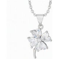 Silver Editions Four Leaf Crystal Clover Pendant in Silver | Size: 2