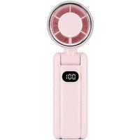 Dyzi Portable Handheld Fan 100 Speed Rechargeable Mini Fan LED Display in Light Pink