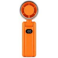 Dyzi Portable Handheld Fan 100 Speed Rechargeable Mini Fan LED Display in Orange