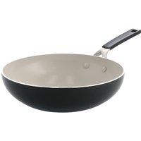 KitchenAid Coloured Aluminium Wok, PFAS Free, 28cm, Matt Black | Size: 28 cm