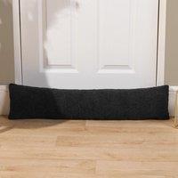 OHS Fabric Boucle Door Draught Excluder Draft Window Seal Insulation Fleece Stopper in Black