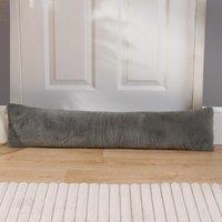 OHS Faux Fur Fleece Draft Excluder Window Insulation Weather Draught Door Stopper in Charcoal
