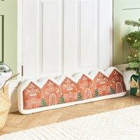 OHS Gingerbread House Draught Excluder Draft Wind Blocker Stopper in Brown