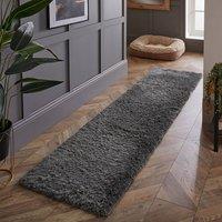 OHS Soft Fluffy Runner Rug Anti-Slip Floor Mat in Charcoal | Size: 60 cm x 150 cm