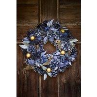 Dibor Vintage Moonlight Festive Decor Front Door Christmas Wreath 35cm in Blue