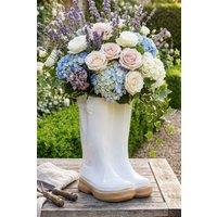 Dibor White Wellington Boots Large Ceramic Indoor Outdoor Flower Pot Garden Planter Pot H29.5 x W24cm