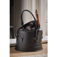 Dibor Fireside Black Coal, Log Storage & Kindling Bucket with Shovel H27 x W26cm