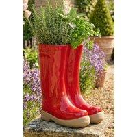 Dibor Red Green Wellington Large Ceramic Indoor Outdoor Flower Pot Garden Planter Pot H29.5 x W24cm