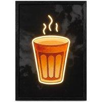 HOME LUXE INTERIOR Tea Cup Neon LED Wall Art 40x60cm USB Powered Kitchen Home Decor in Black | Size: 40x60 cm
