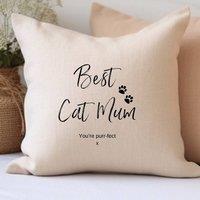 Aye Do Gifts Personalised Best Cat Mum Cushion in Beige