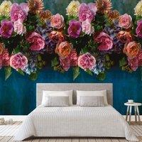 Grandeco Peony Bloom 3 lane repeatable mural 2.8 x 1.59m in Blue