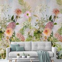 Grandeco Meadow Floral 3 lane repeatable Textured Mural 2.8 x 1.59m in Green