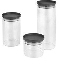 Metaltex Set of 3 Borosilicate Glass Jars 450ml, 1000ml & 1500ml in Clear
