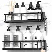 KORVIXA 2Pack Shower Caddy Storage Shelf Rustproof Organiser in Black | Size: 60 cm x 100 cm