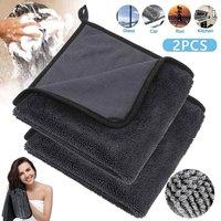 SPETLEK 2 Pack Microfibre Towel Cleaning Cloths Reusable Dual-Sided in Dark Grey | Size: 0.6m2